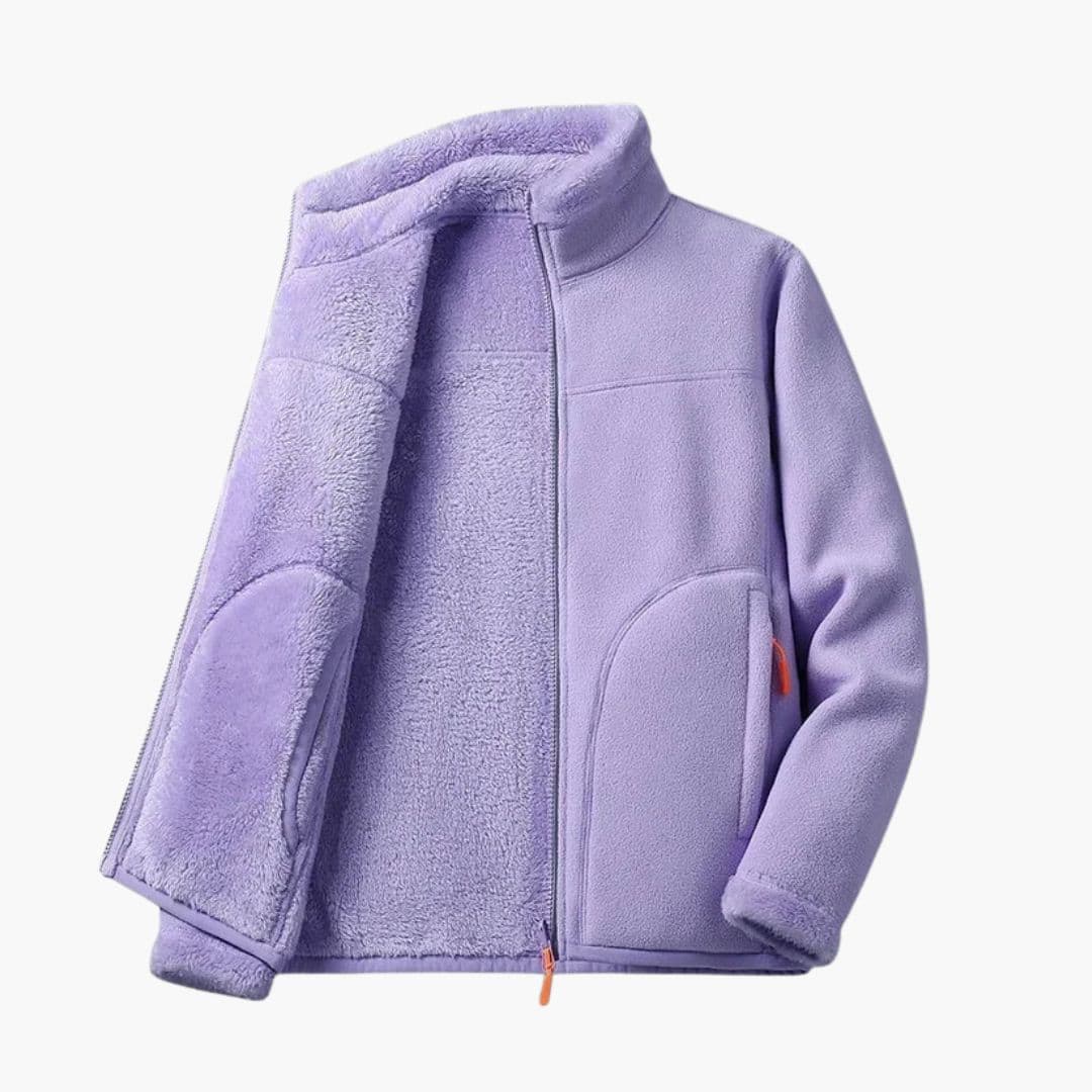 Casaco de ski feminino com gola alta e bolsos laterais