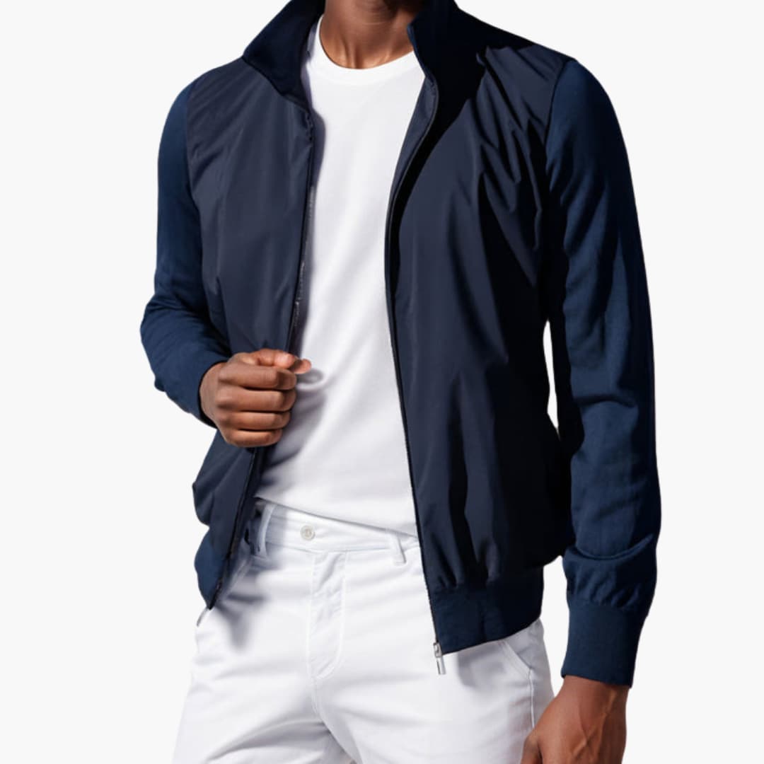 Giacca sportiva da uomo con collo alto e chiusura con zip