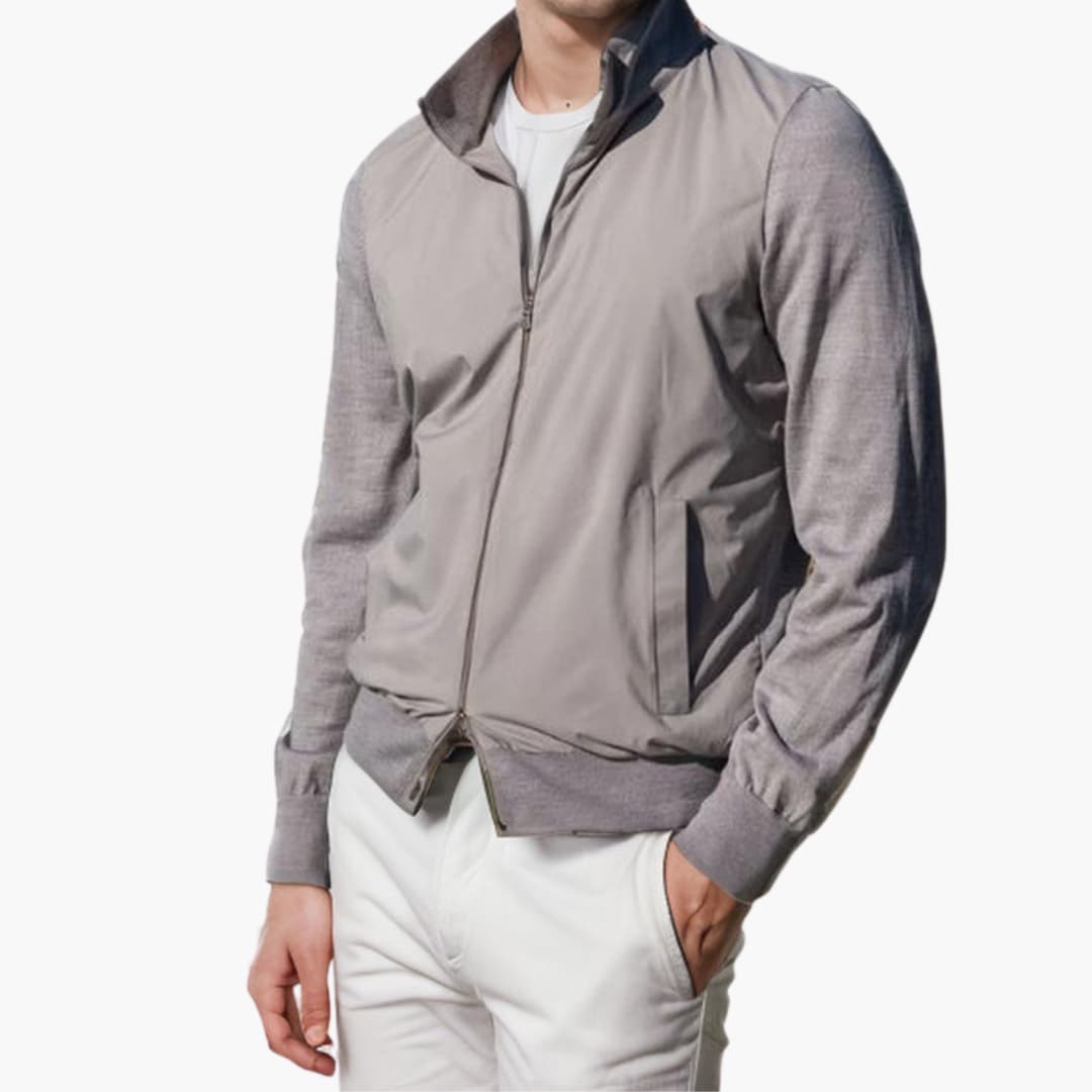Giacca sportiva da uomo con collo alto e chiusura con zip