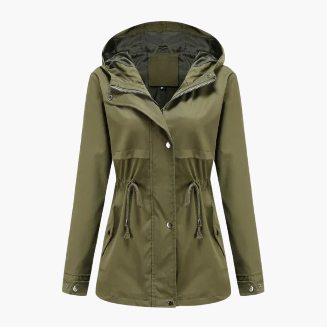 Veste femme à capuche avec taille réglable et poches avant