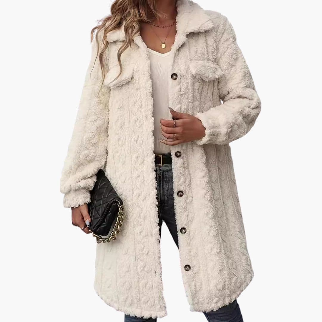 Giacca donna con chiusura a bottoni e tasche applicate