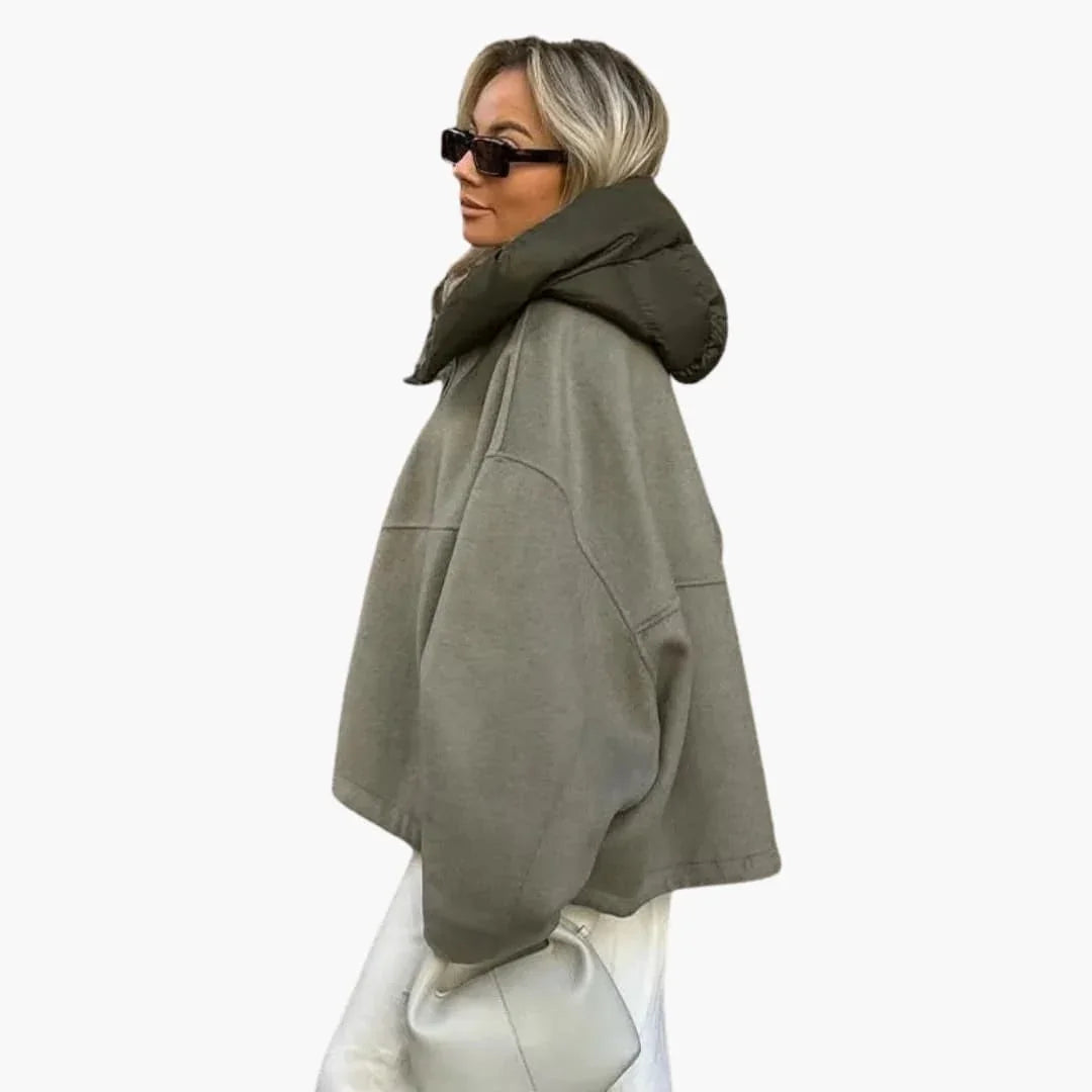 Veste pour femme avec capuche surdimensionnée et fermeture éclair