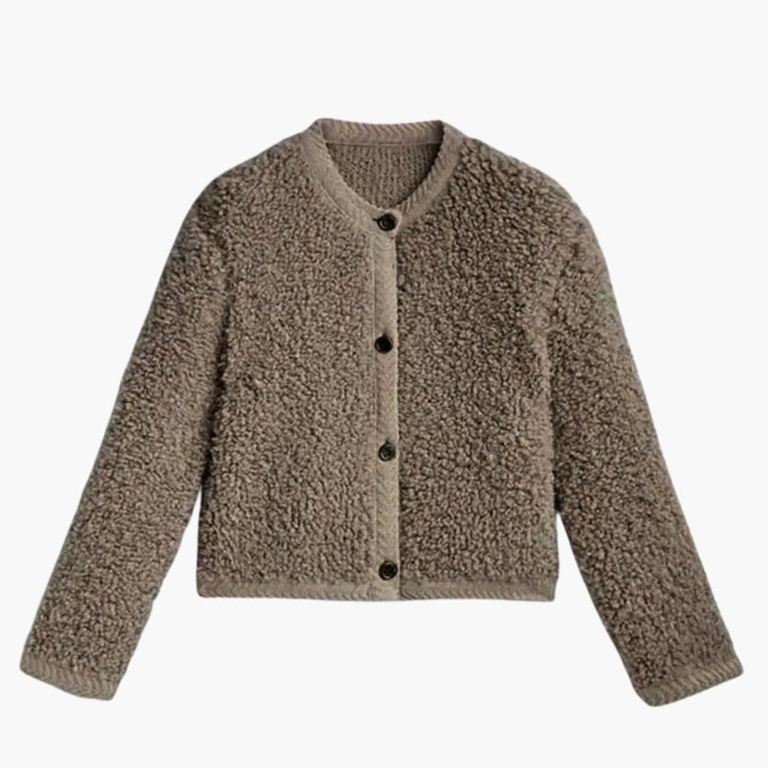 Damevest i teddy-stil med knapper foran
