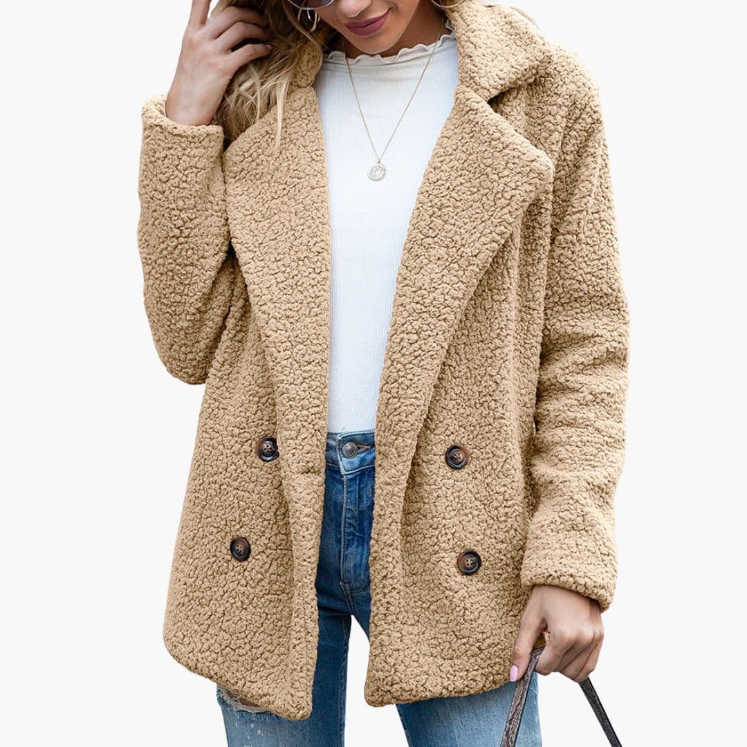 Veste femme style teddy avec col à revers