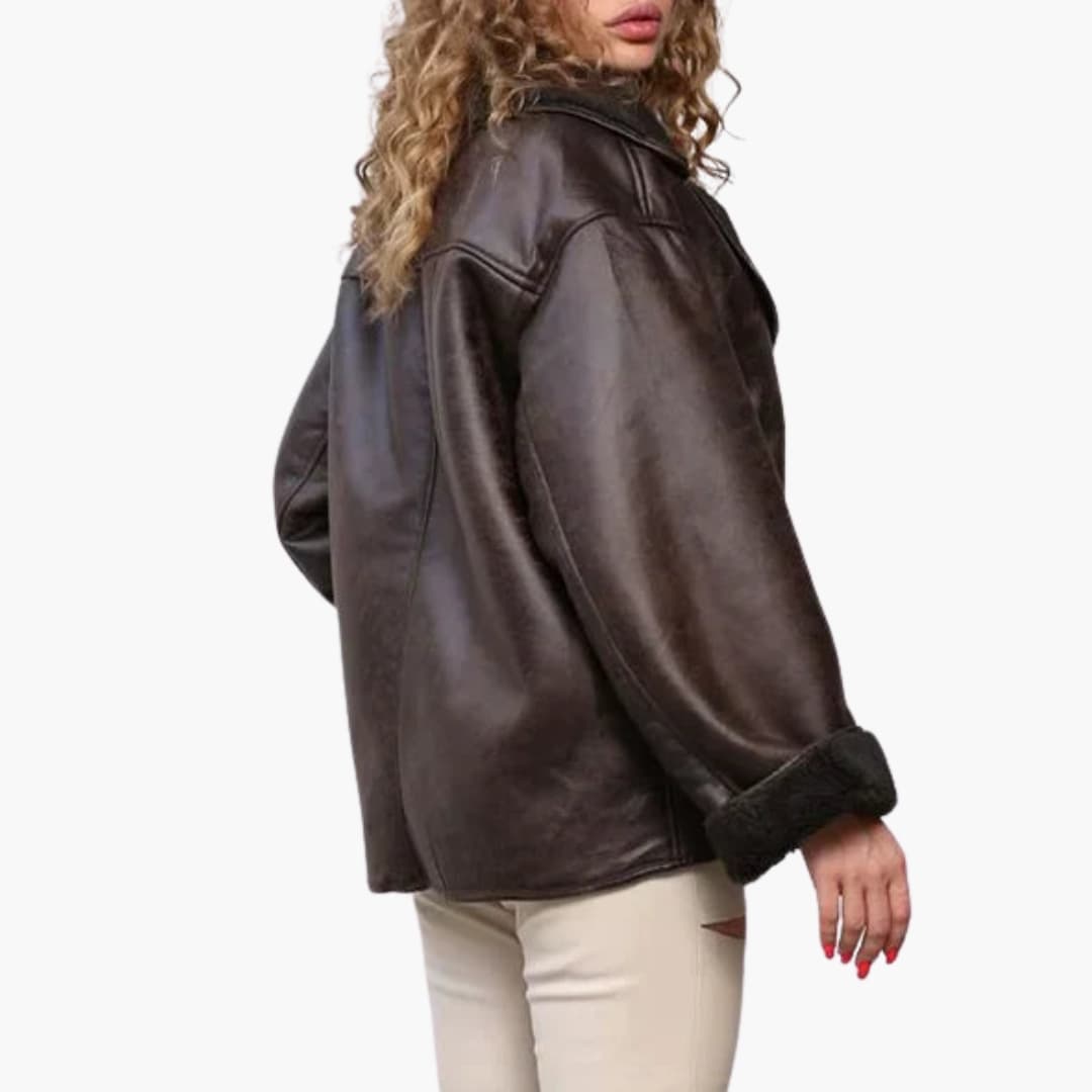 Giacca donna vintage con colletto a risvolto e tasche laterali