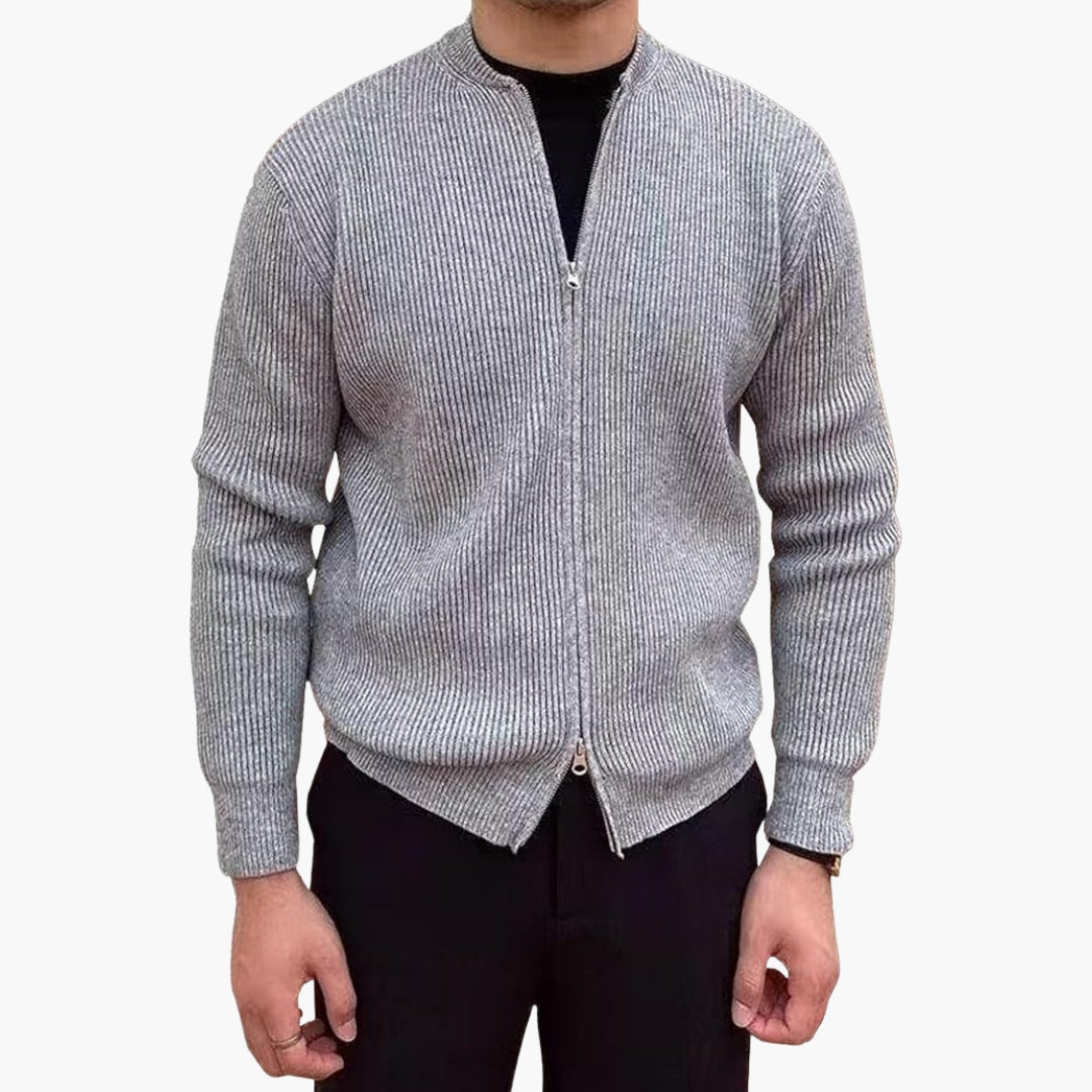 Gilet da uomo con zip in maglia a coste collo tondo
