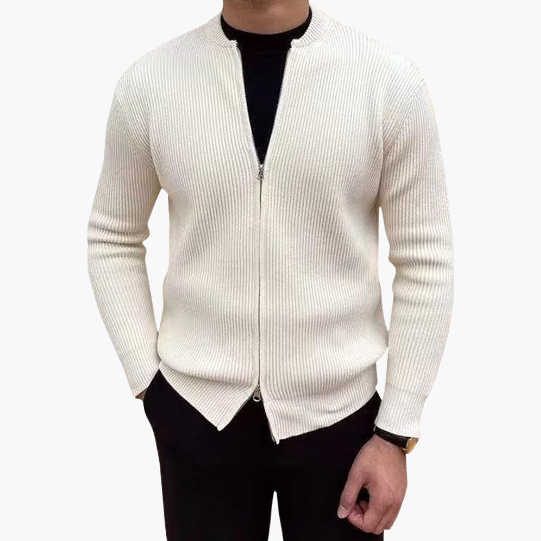 Gilet da uomo con zip in maglia a coste collo tondo