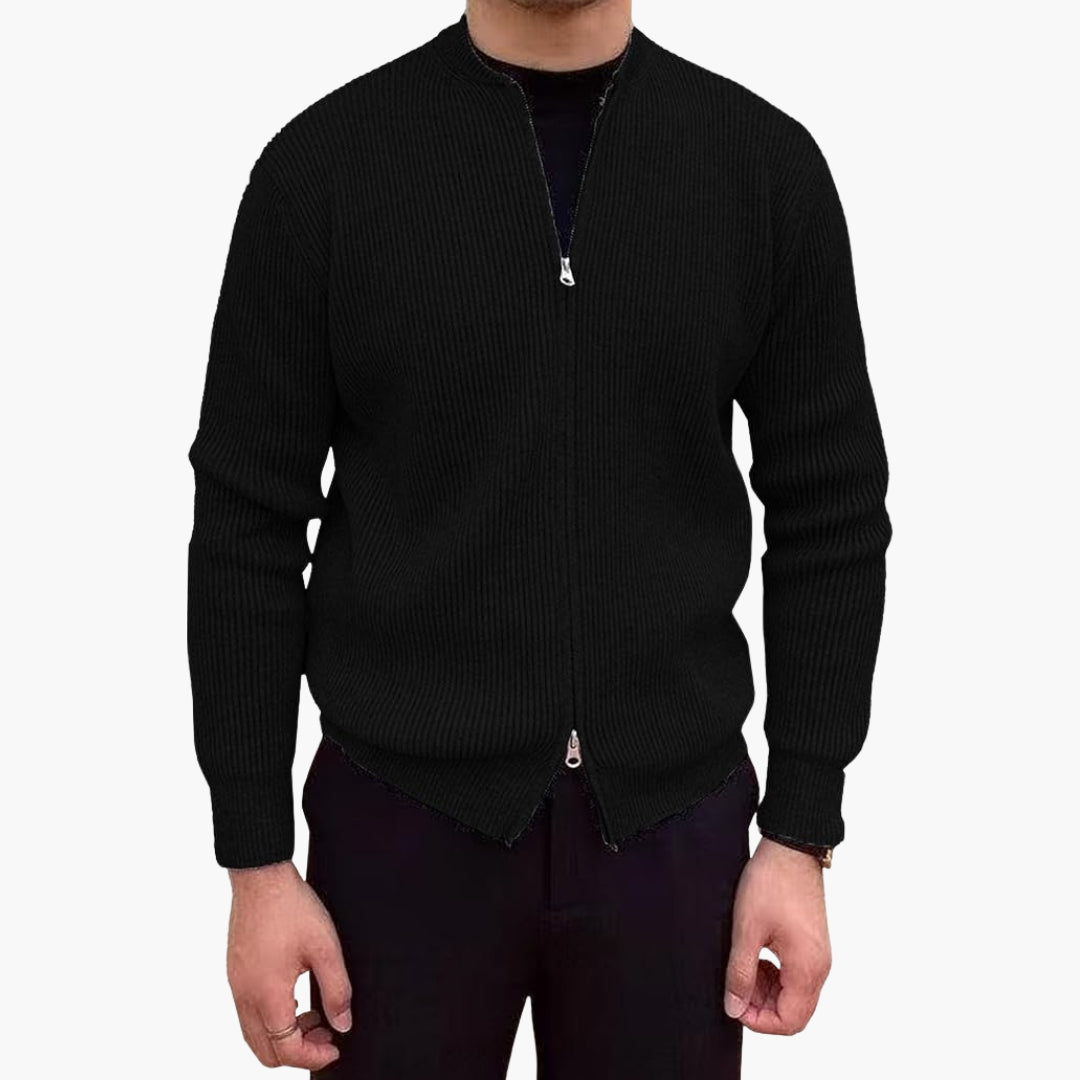 Gilet da uomo con zip in maglia a coste collo tondo