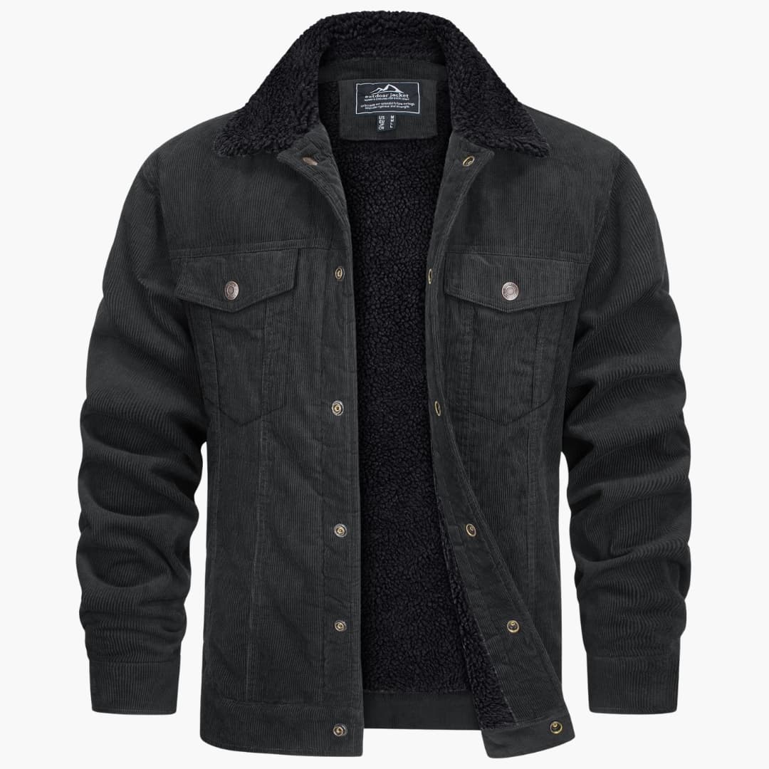 Veste homme à col imitation fourrure avec surface côtelée