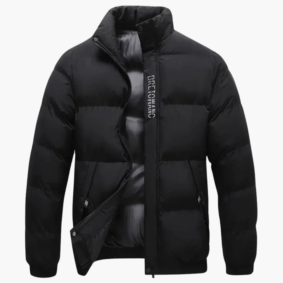 Giacca uomo con collo alto in tessuto sharkskin