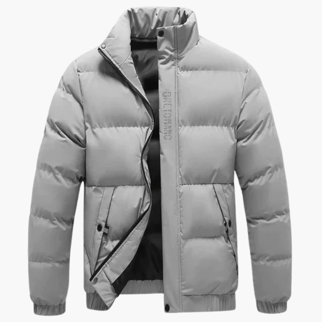 Giacca uomo con collo alto in tessuto sharkskin