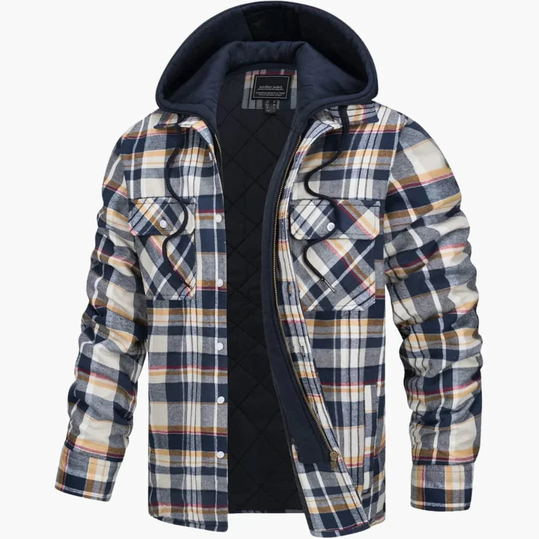 Veste homme avec motif à carreaux et capuche