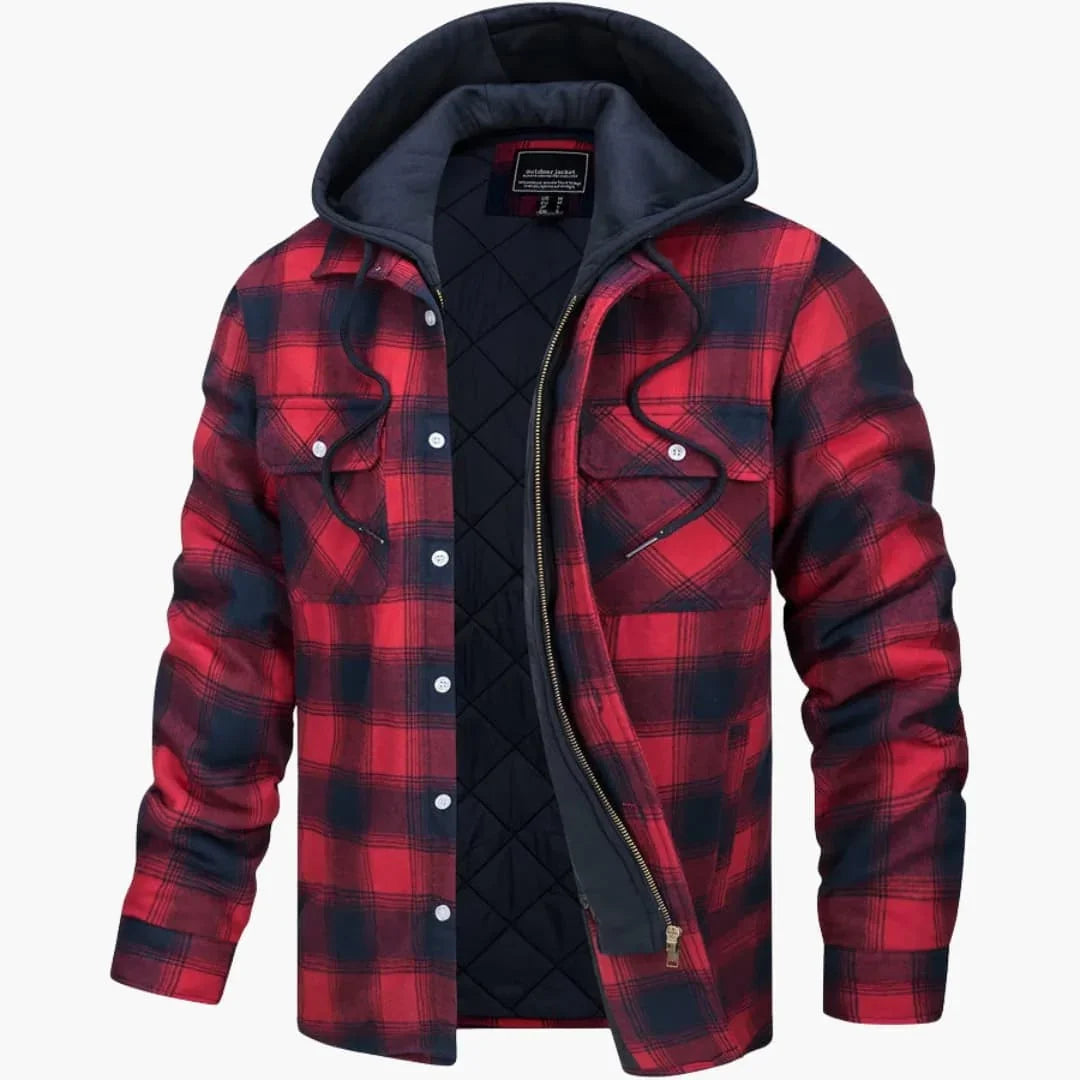 Veste homme avec motif à carreaux et capuche