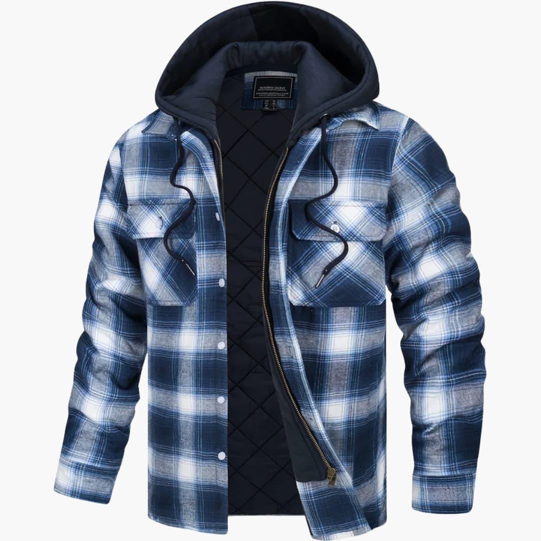 Veste homme avec motif à carreaux et capuche