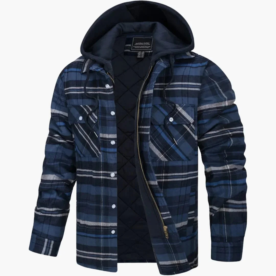 Veste homme avec motif à carreaux et capuche