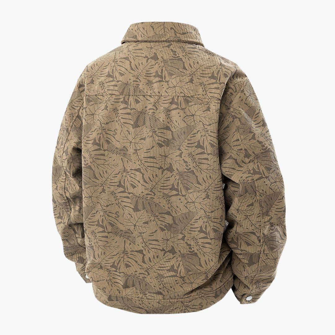 Veste homme en velours côtelé à motif feuilles