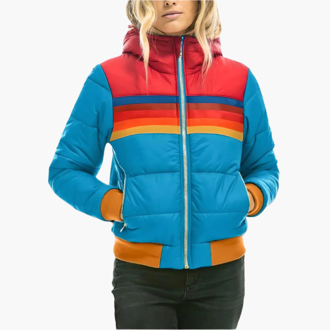 Veste matelassée à capuche pour femme avec fermeture zippée sur le devant
