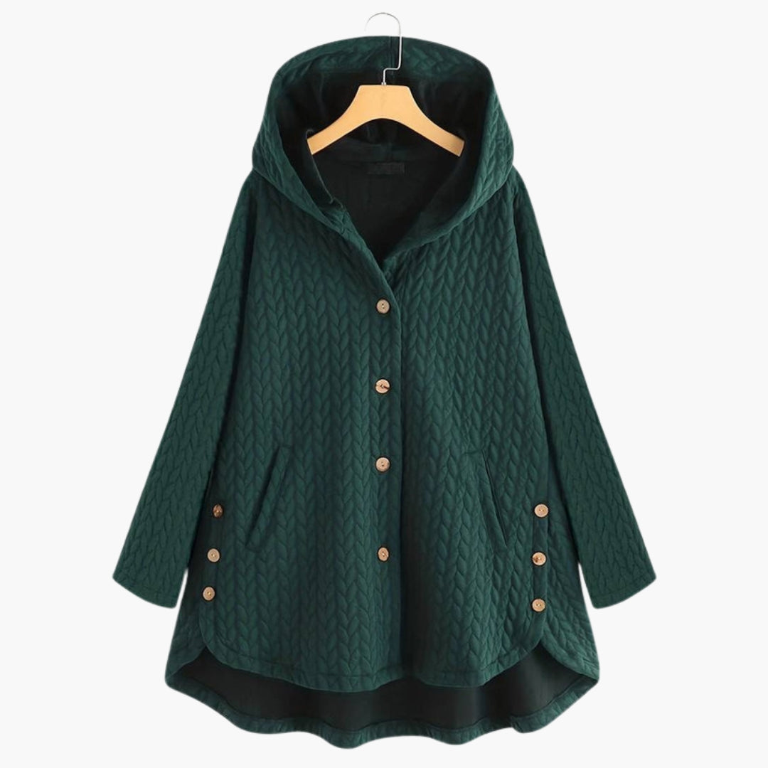 Veste matelassée femme à capuche et détails boutonnés