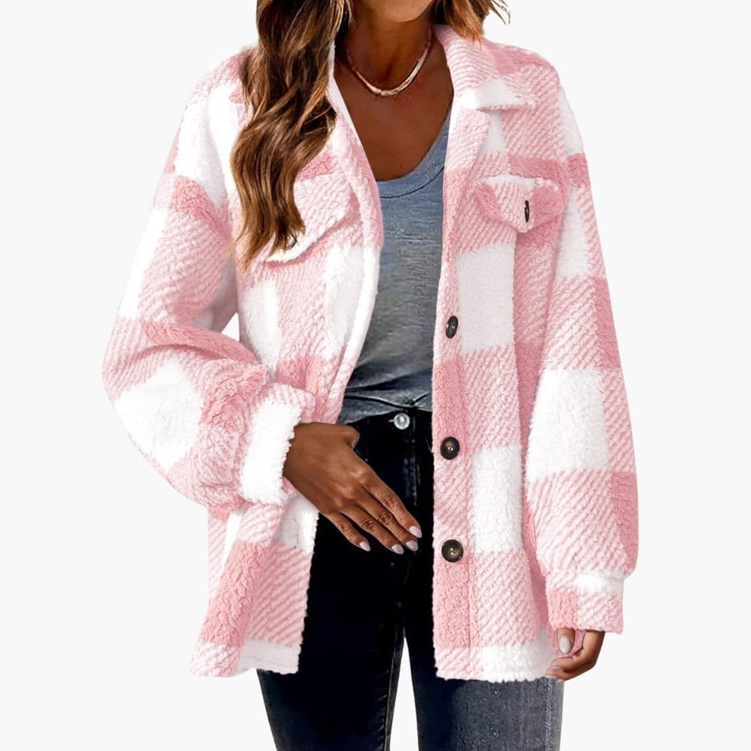 Veste polaire femme à carreaux
