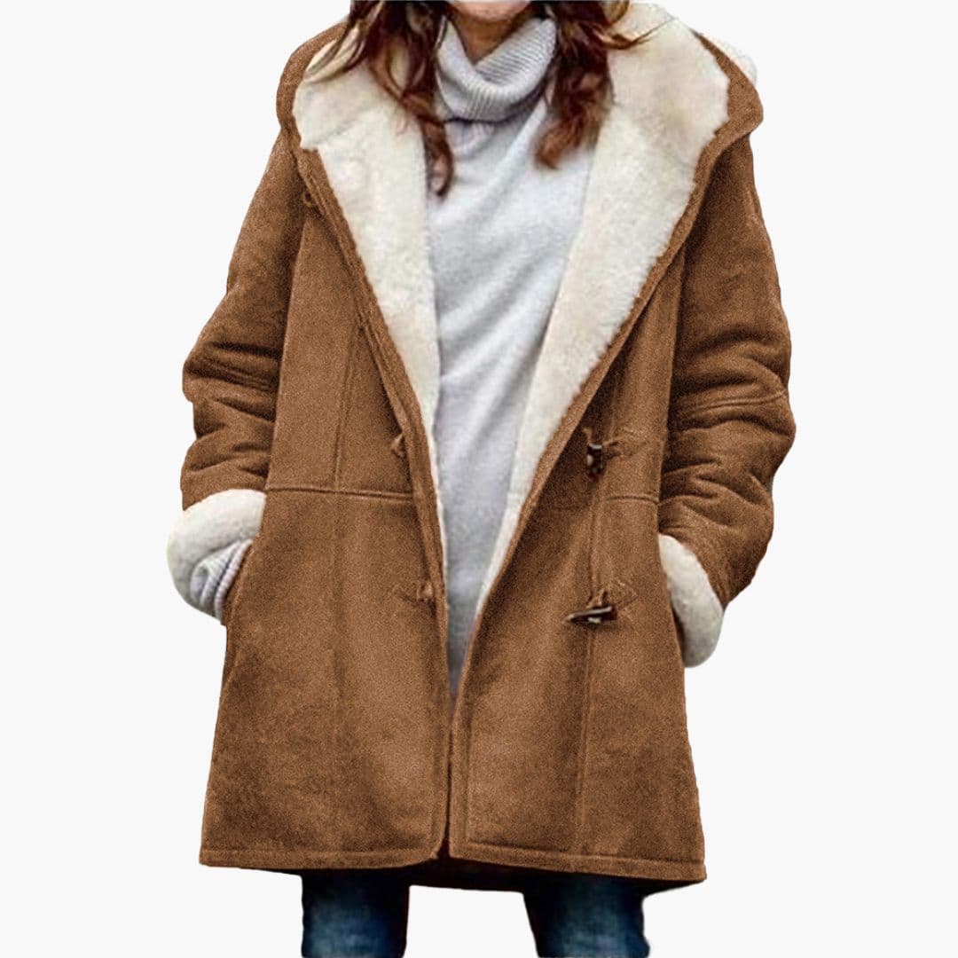 Manteau femme grande taille avec fermoir en corne et poches