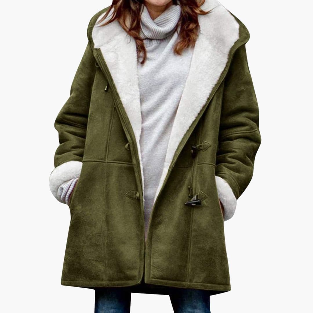 Manteau femme grande taille avec fermoir en corne et poches