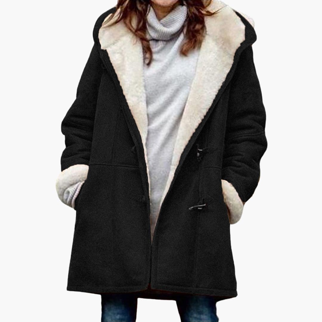 Manteau femme grande taille avec fermoir en corne et poches
