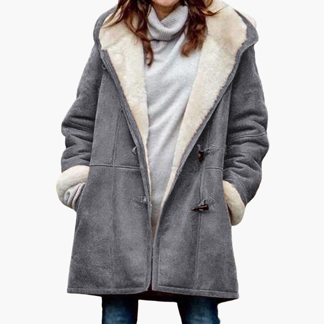 Manteau femme grande taille avec fermoir en corne et poches