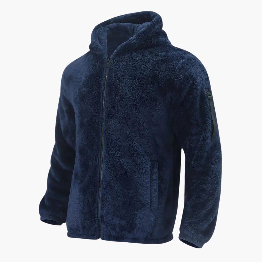 Giacca teddy uomo con cappuccio e chiusura lampo