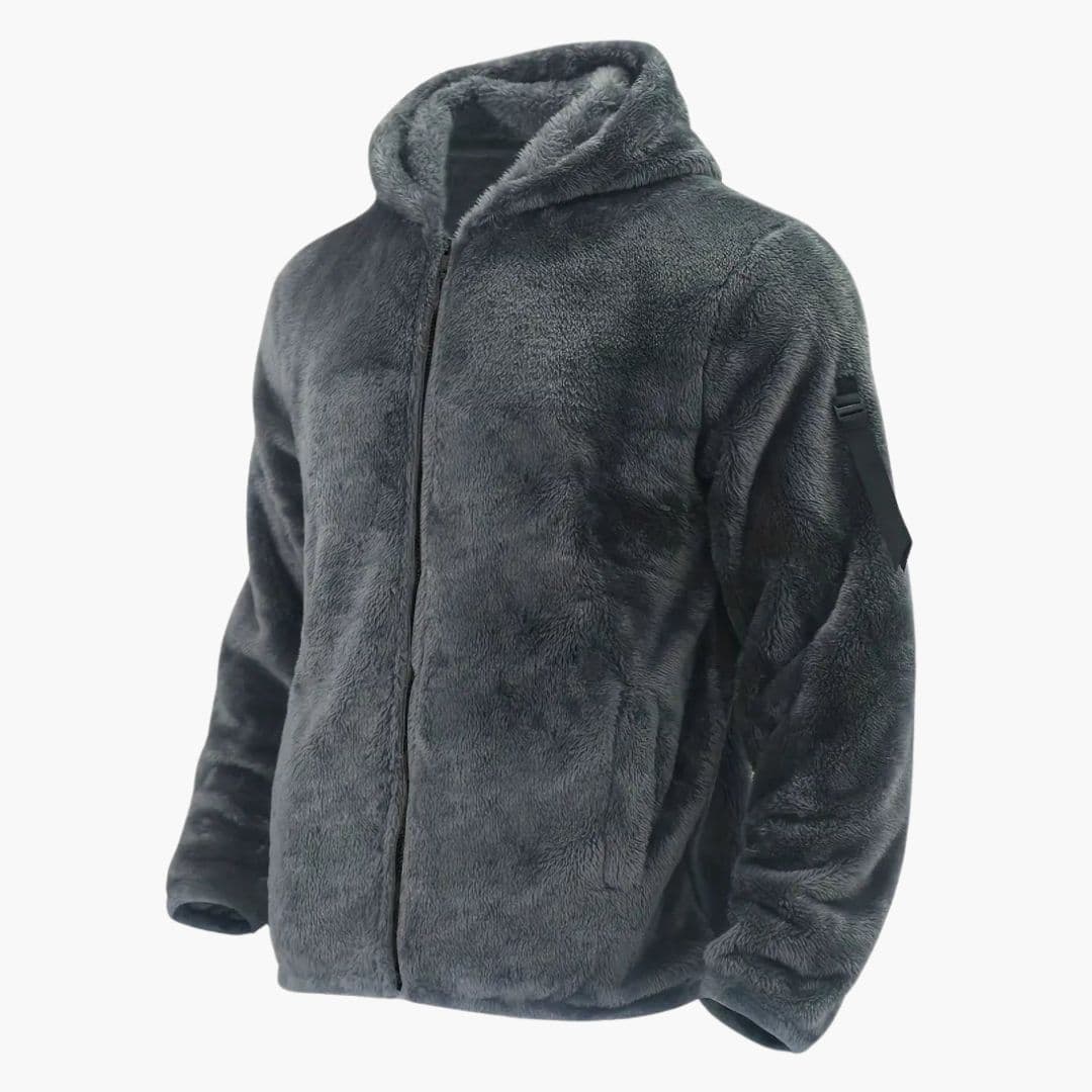 Giacca teddy uomo con cappuccio e chiusura lampo