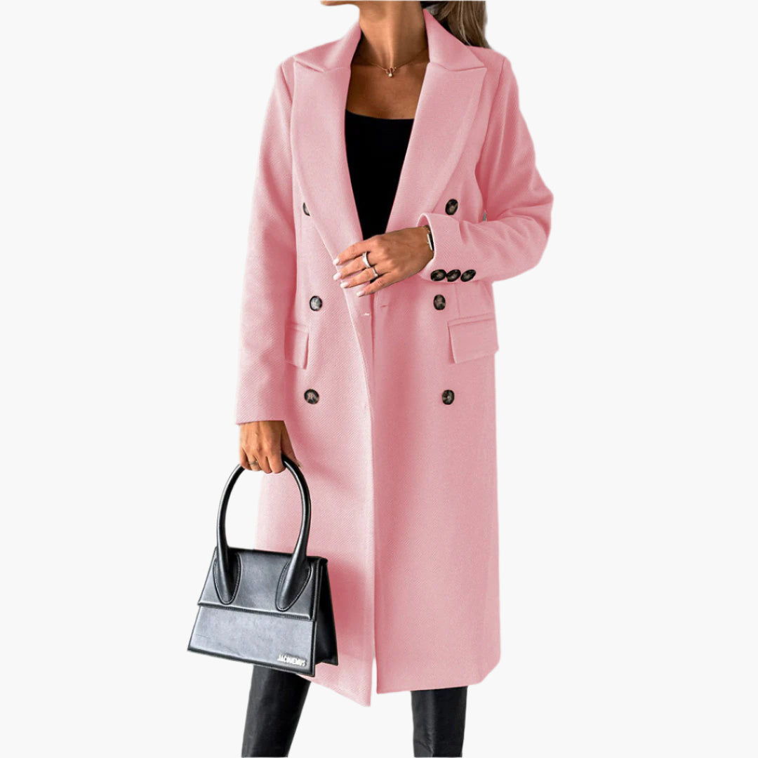 Manteau long femme à double boutonnage